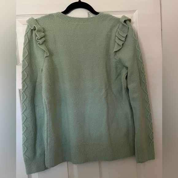 TALBOTS NWT CABLE KNIT RUFFLE CREWNECK SWEATER - Picture 4 of 6